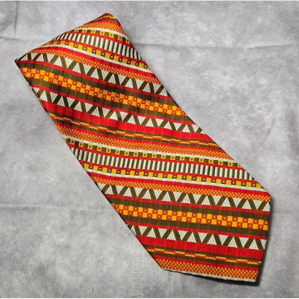 Vintage Valeur d'or Mens‎ Necktien100% Decron Polyester Orange Green 40